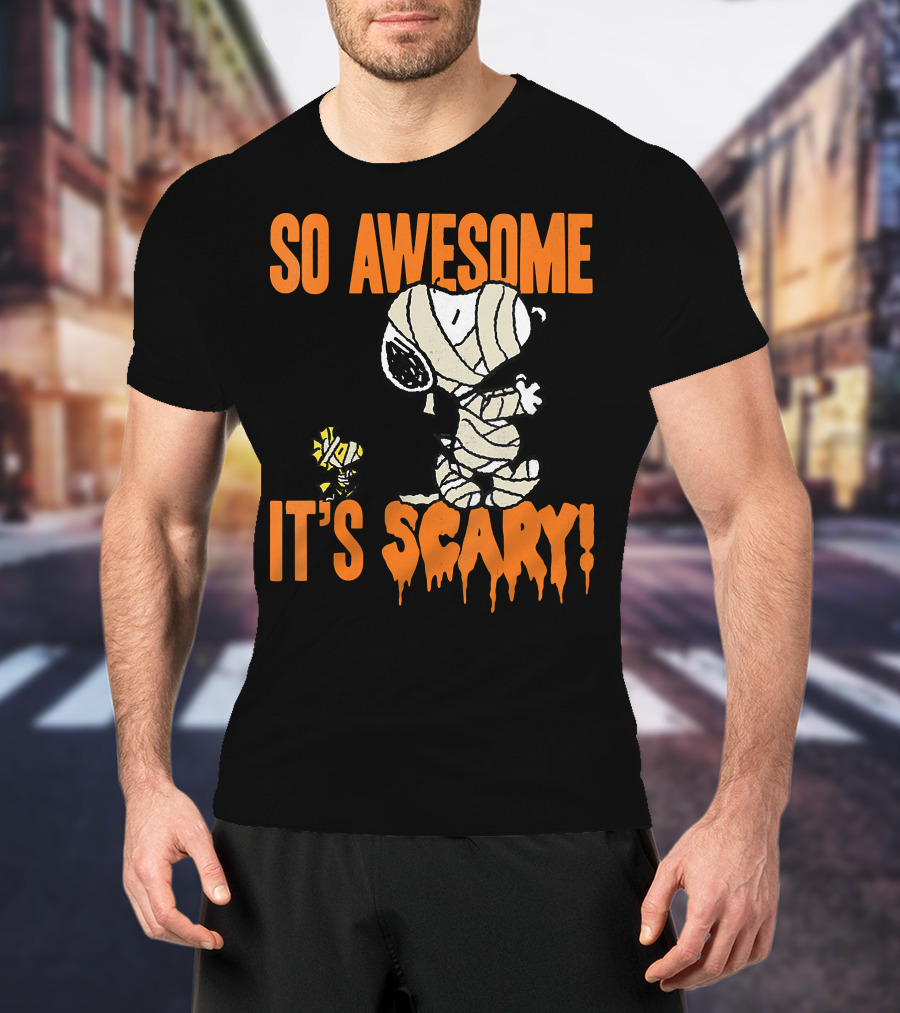 So Awesome It's Scary Halloween Snoopy Mummy T-Shirt