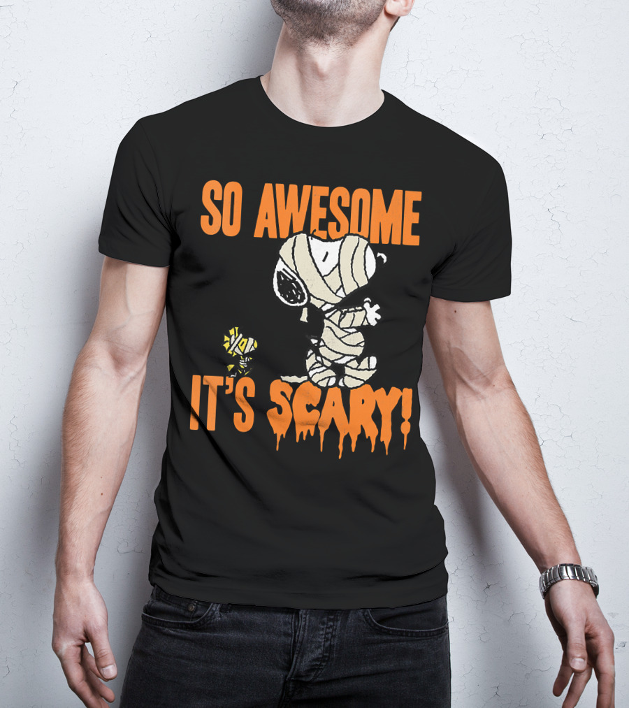 So Awesome It's Scary Halloween Snoopy Mummy T-Shirt