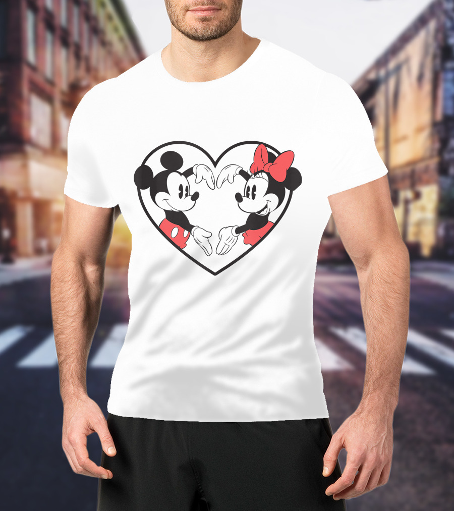 Mickey Minnie Heart Hands Love Gesture Iconic Couple T-Shirt