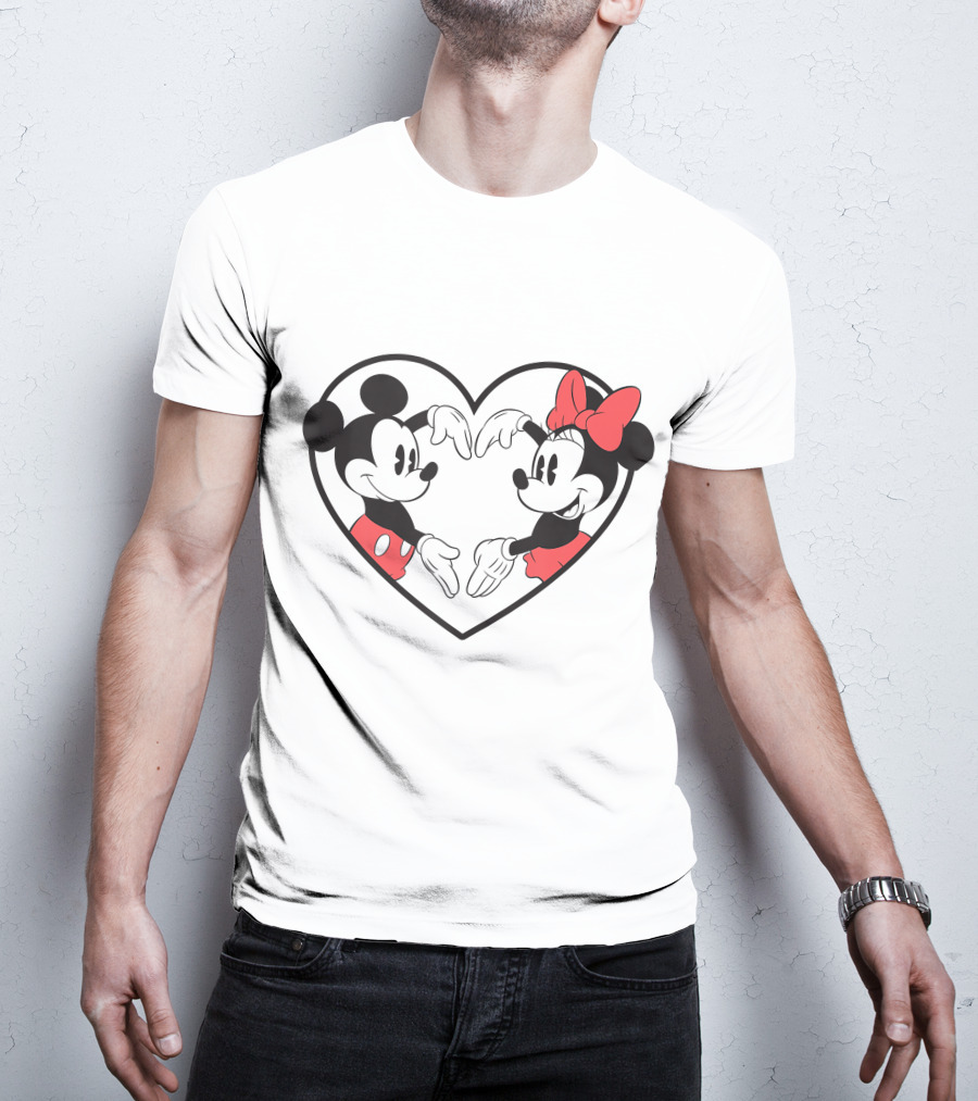 Mickey Minnie Heart Hands Love Gesture Iconic Couple T-Shirt