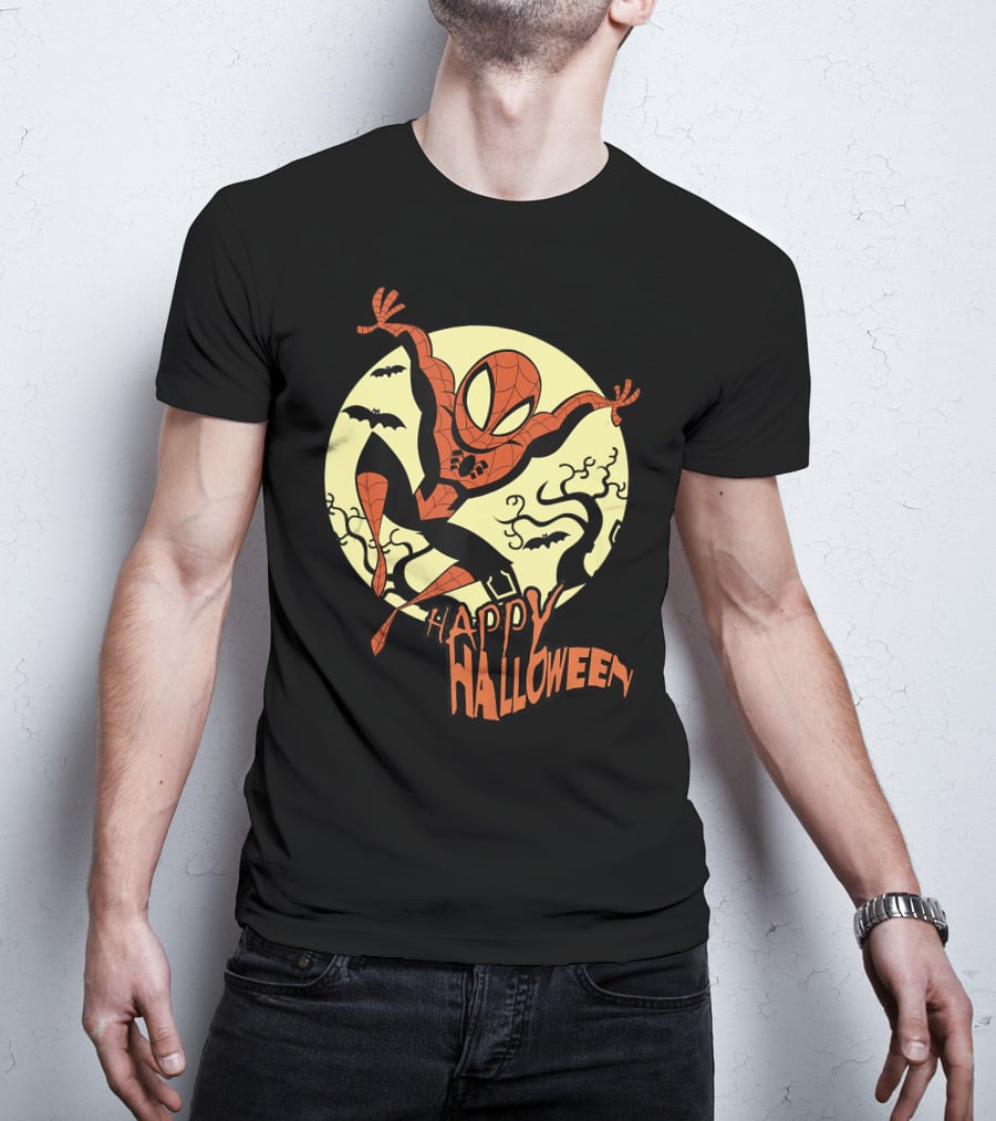 Spider Man Happy Halloween Moonlight T-Shirt