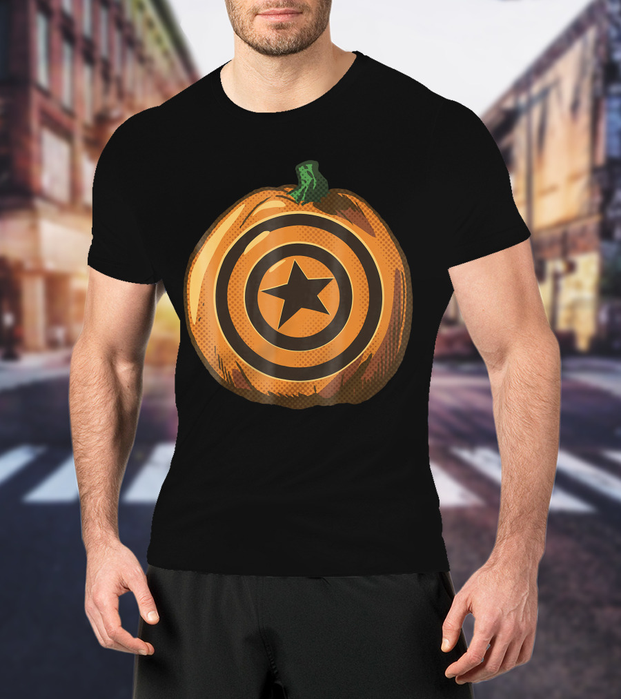 Capt America Shield Pumpkin Halloween T-Shirt