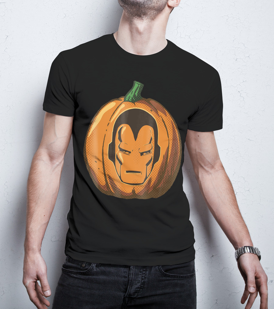 Iron Man Face Carved Halloween Pumpkin T-Shirt