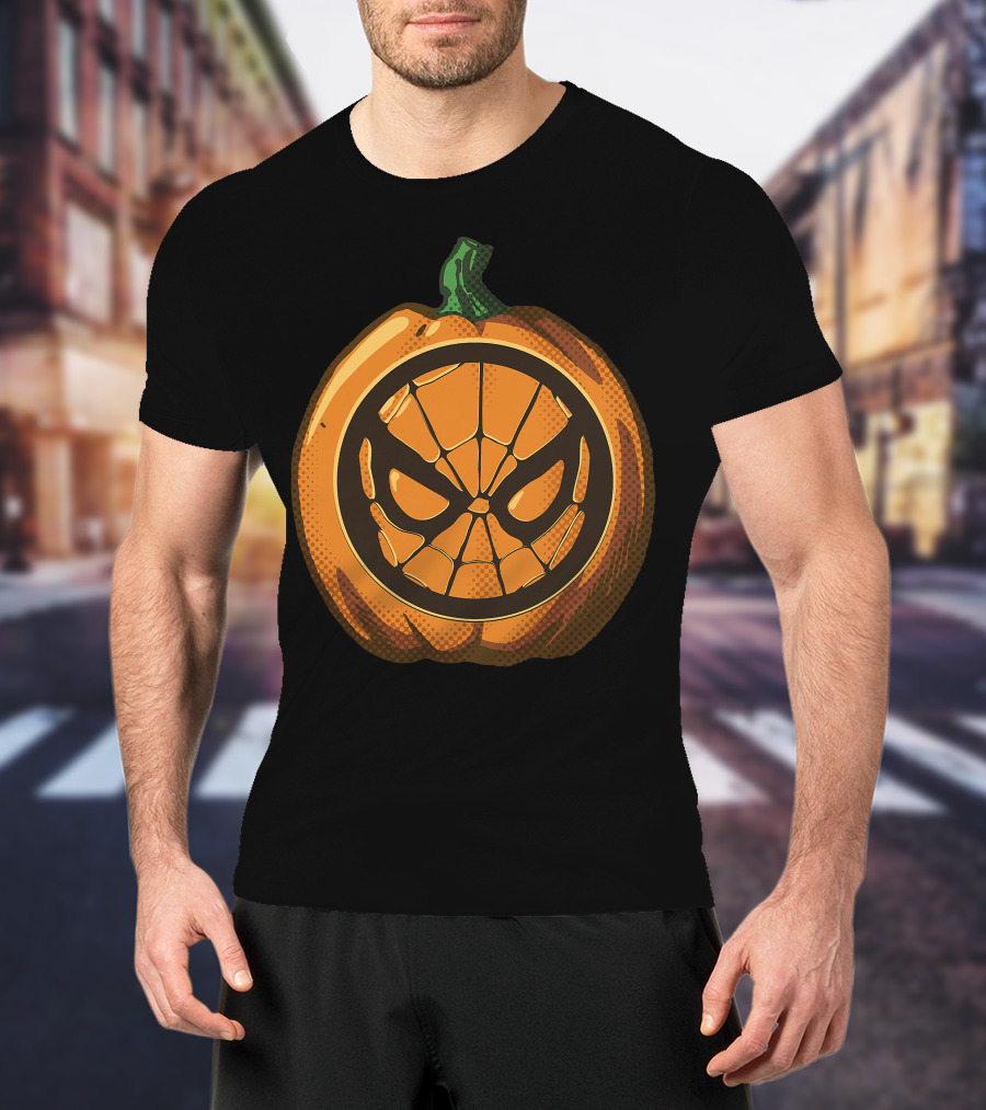 Spider Man Halloween Pumpkin Face Carving T-Shirt