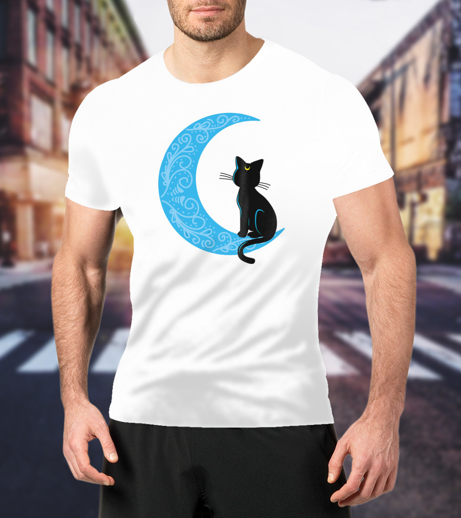 Black Cat Crescent Moon Sailor Guardian T-Shirt
