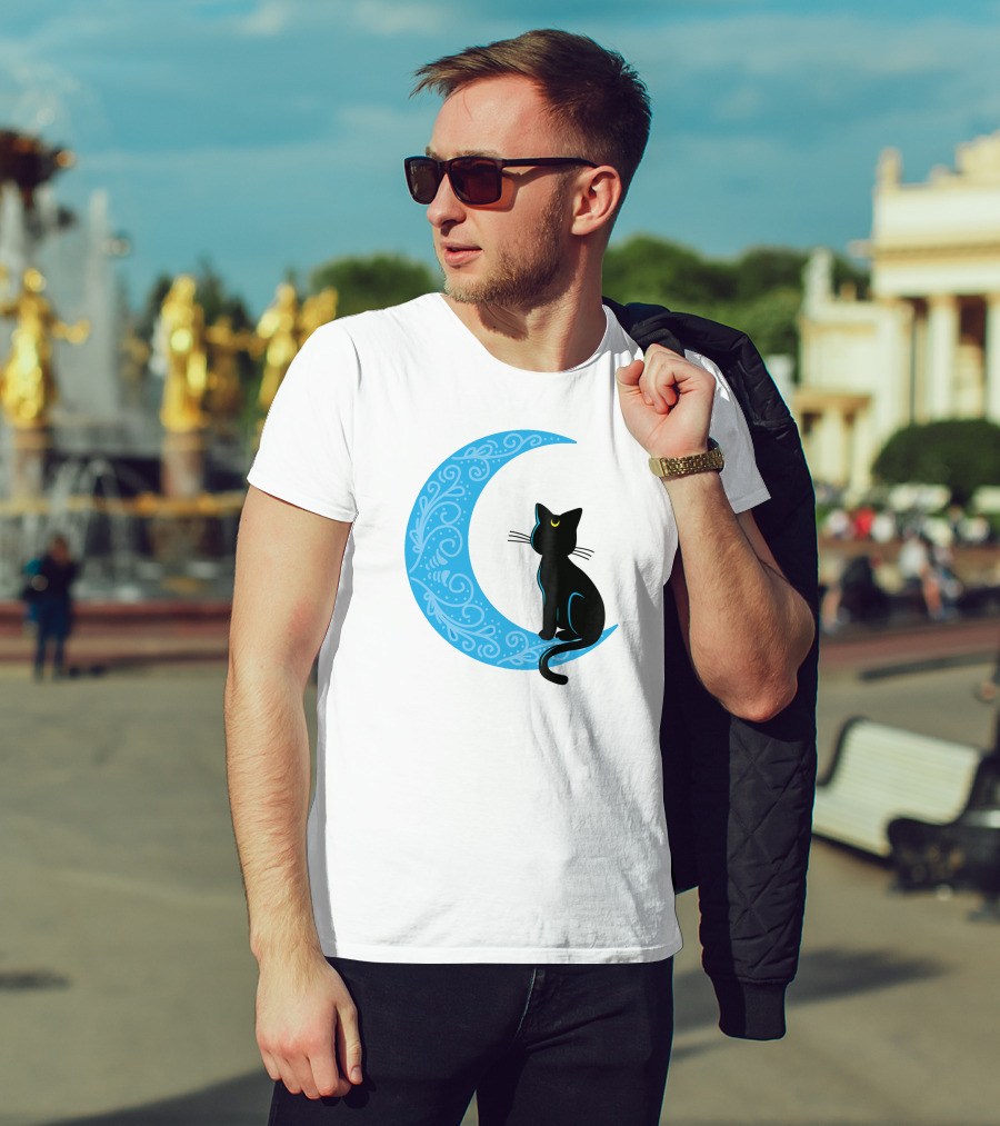 Black Cat Crescent Moon Sailor Guardian T-Shirt