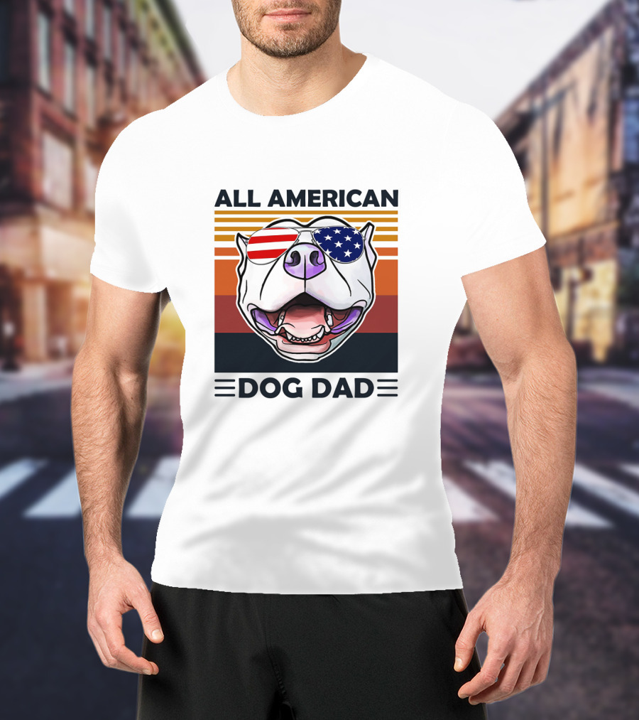 All American Dog Dad Patriotic Pitbull Eyewear T-Shirt