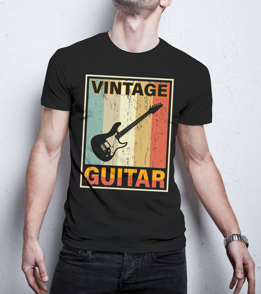 VINTAGE GUITAR RETRO STRIPES ELECTRIC T-Shirt
