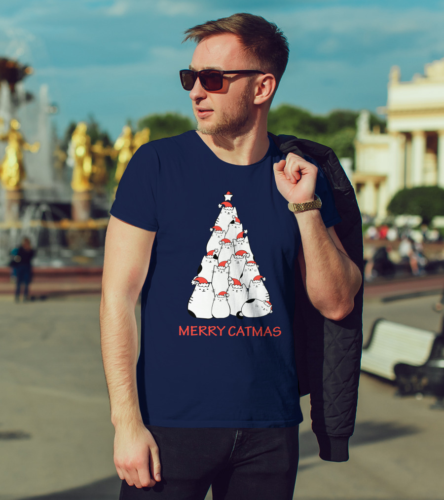 Merry Catmas Funny Cat Love Christmas Tree Cats T-Shirt