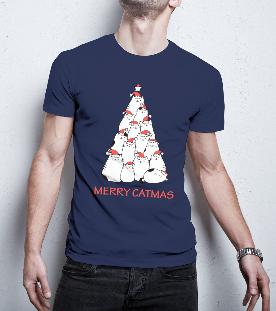 Merry Catmas Funny Cat Love Christmas Tree Cats T-Shirt