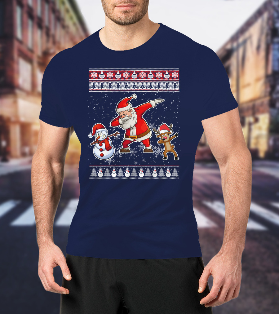 Santa Dabbing Santa Claus Snowman Reindeer Christmas Dabing T-Shirt