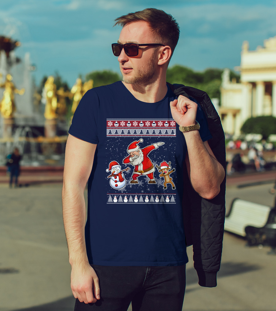 Santa Dabbing Santa Claus Snowman Reindeer Christmas Dabing T-Shirt