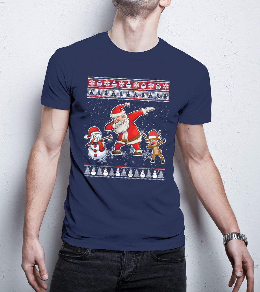 Santa Dabbing Santa Claus Snowman Reindeer Christmas Dabing T-Shirt