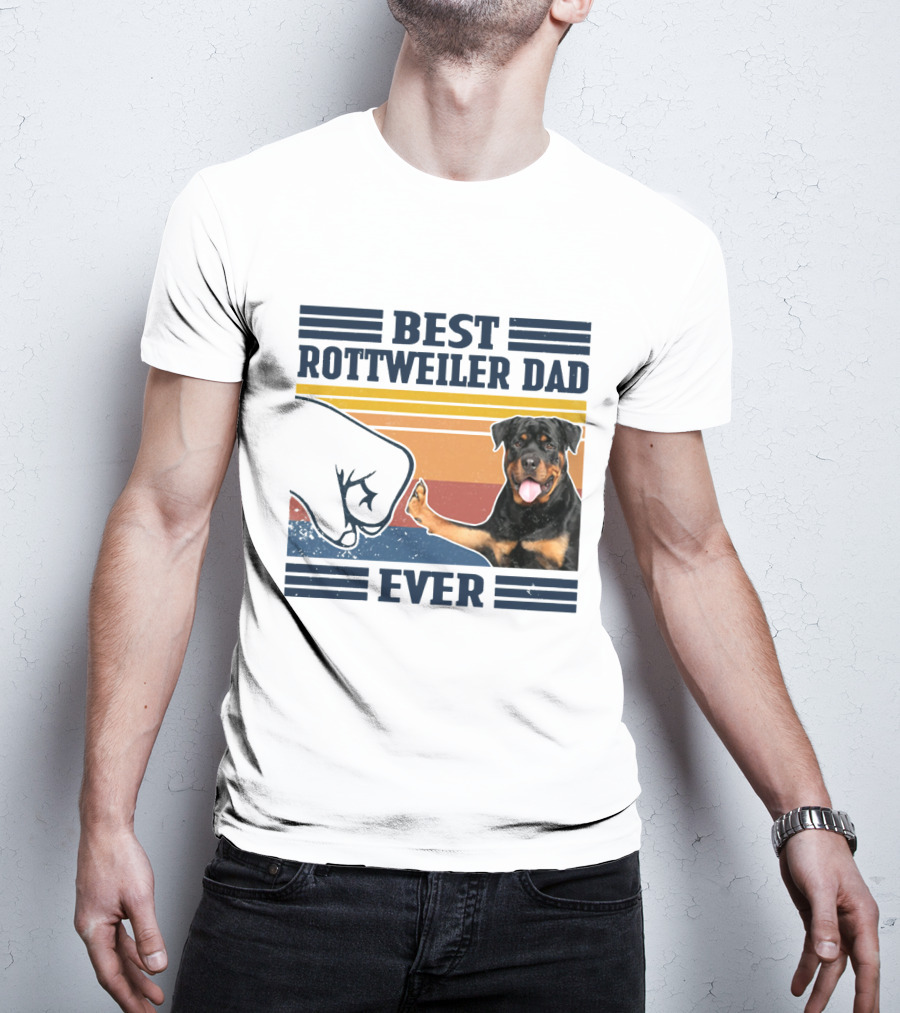 Best Rottweiler Dad Ever Vintage Fist Bump Stripes T-Shirt
