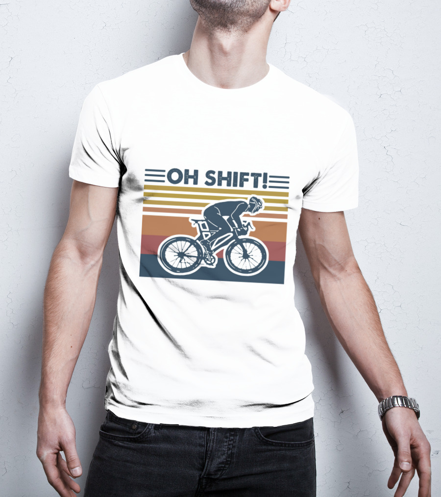 Oh Shift Cycling Retro Stripes T-Shirt
