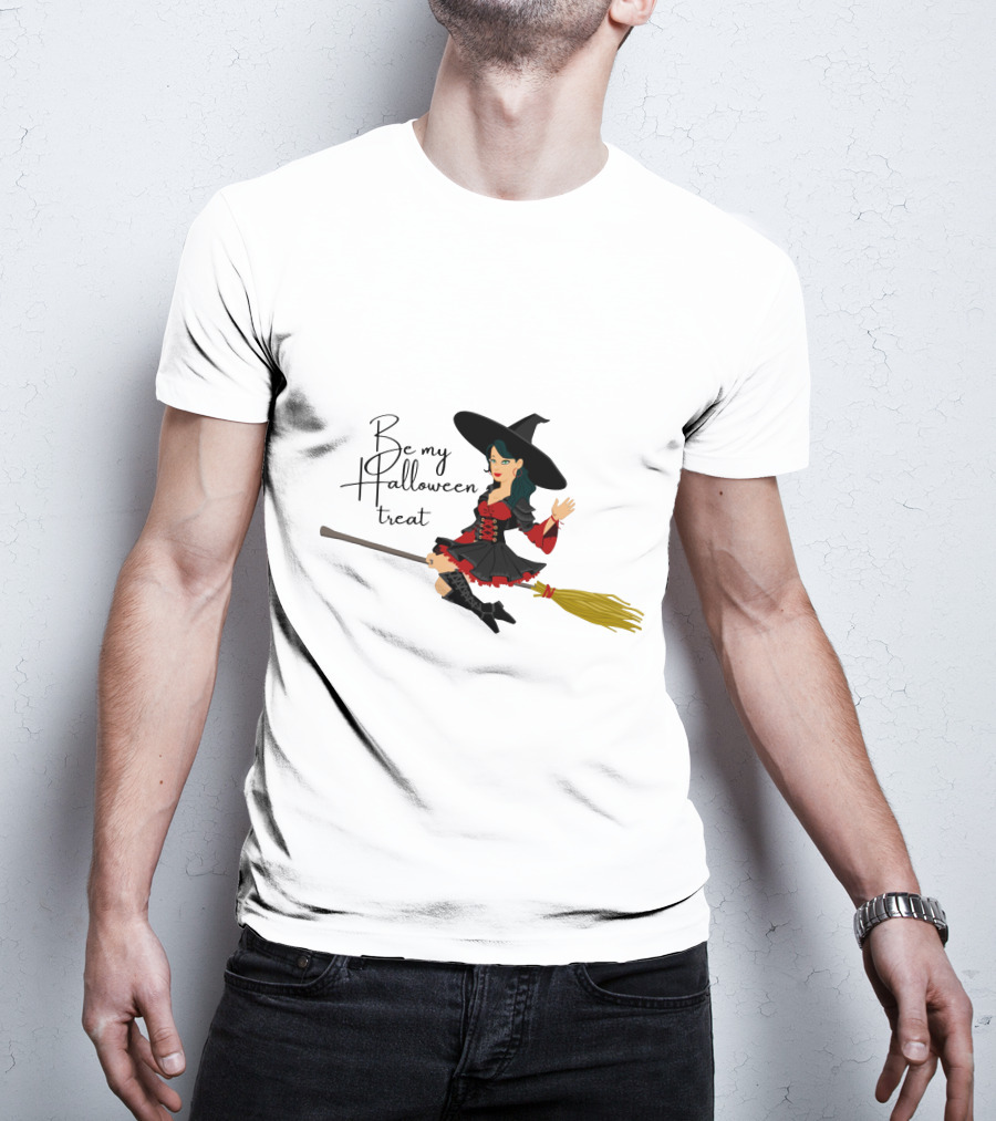 Be My Halloween Treat Witch On Broomstick T-Shirt