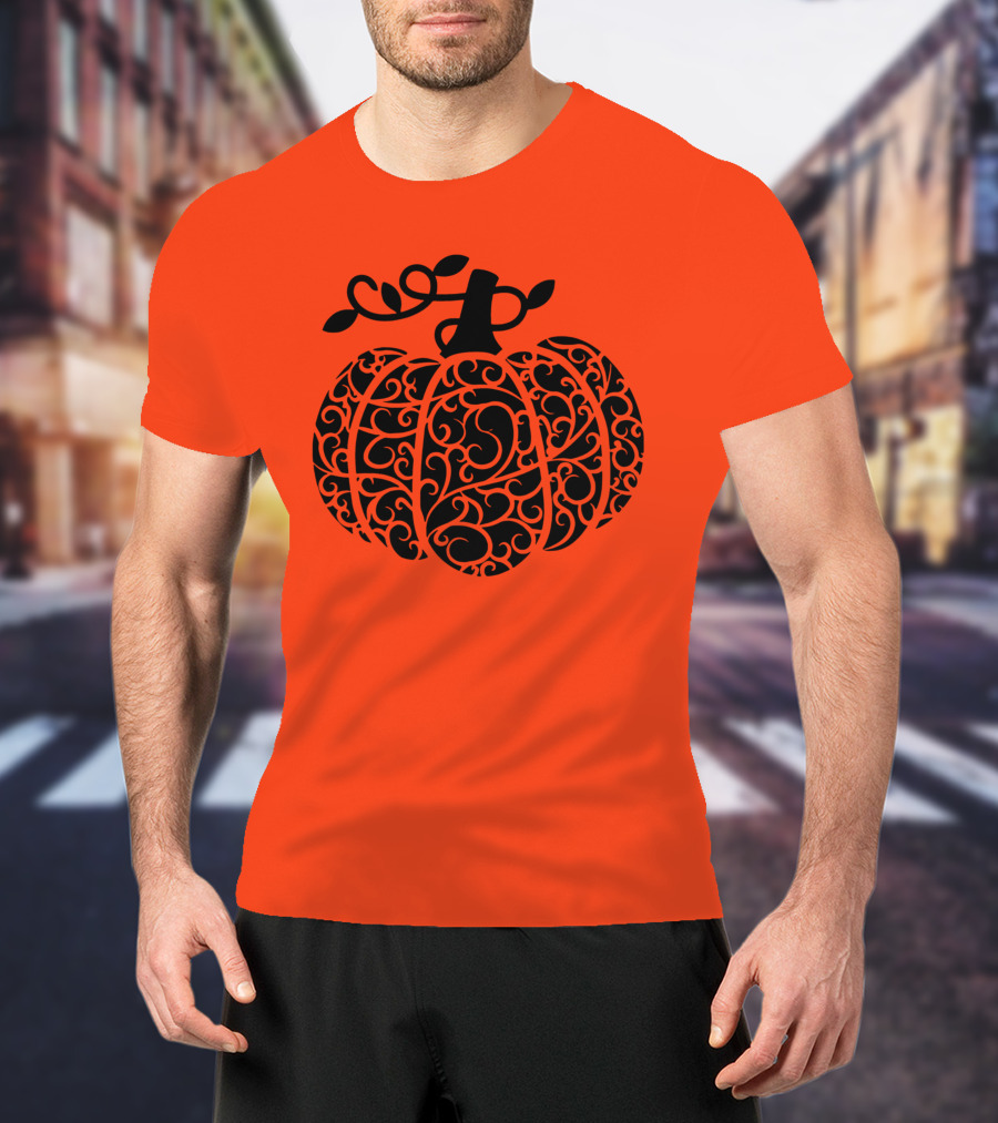 Fall Pumpkin Swirly Pumpkin Women Cute Fall T-Shirt