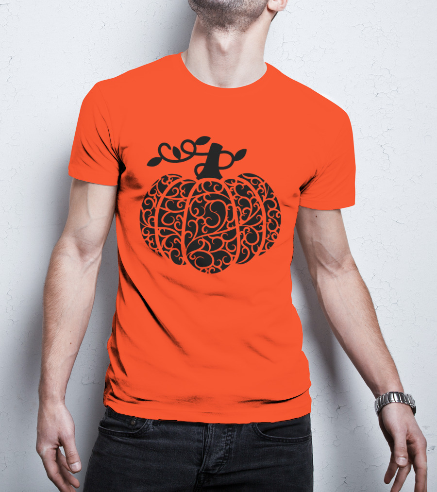 Fall Pumpkin Swirly Pumpkin Women Cute Fall T-Shirt