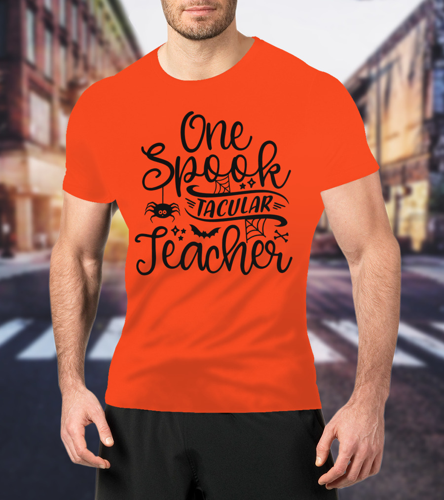 One Spooktacular Teacher Halloween Spider And Bat T-Shirt