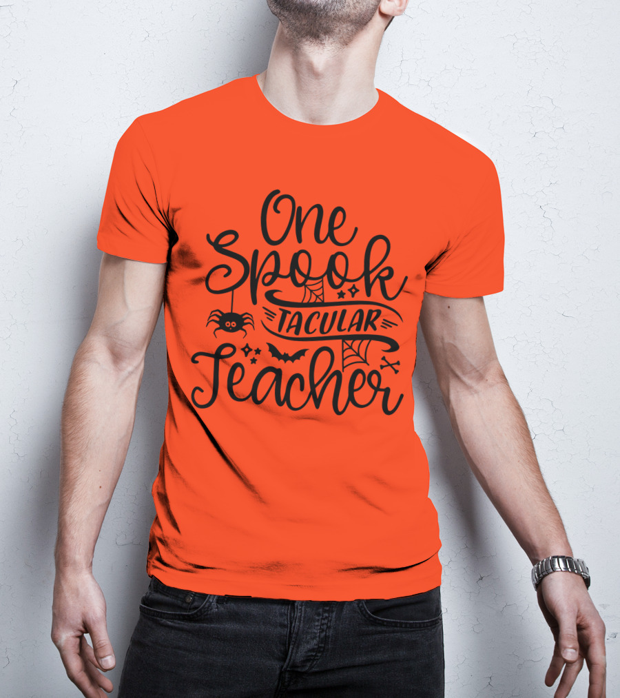 One Spooktacular Teacher Halloween Spider And Bat T-Shirt
