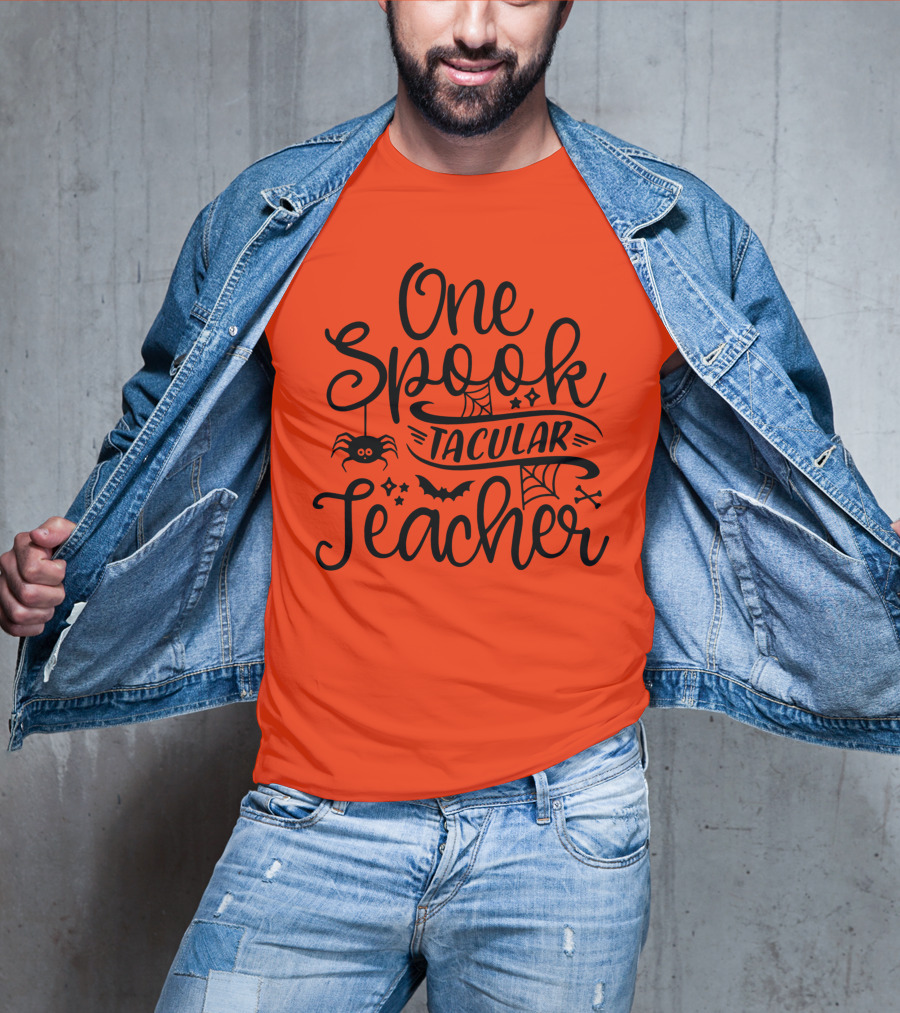 One Spooktacular Teacher Halloween Spider And Bat T-Shirt