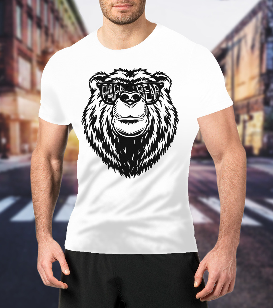 Papa Bear Sunglasses Daddy Bear T-Shirt
