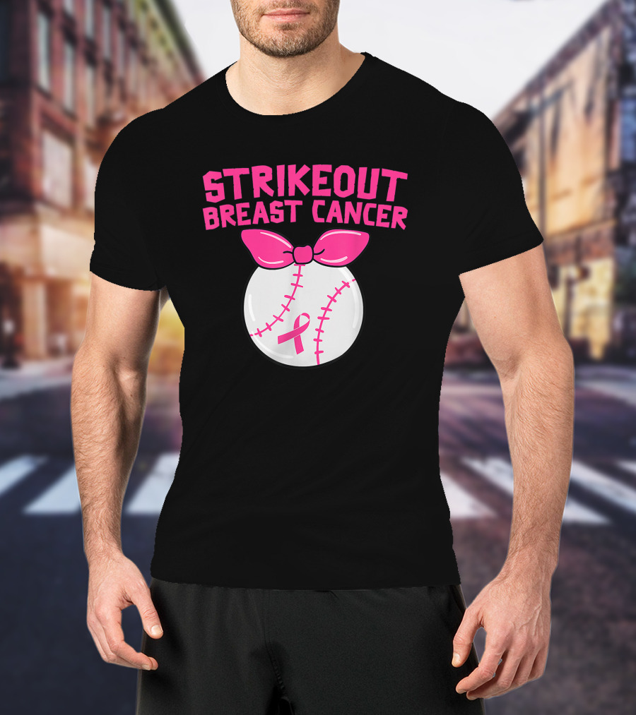 Strikeout Breast Cancer Awareness Baseball Pink T-Shirt