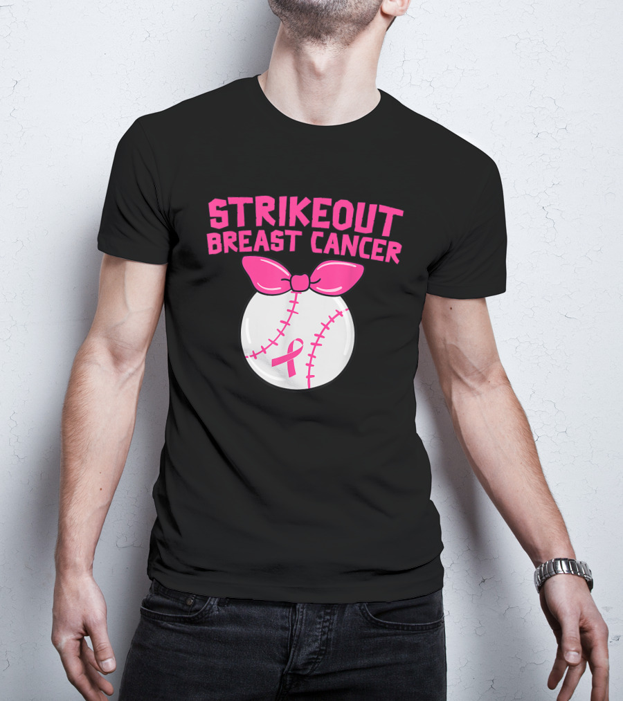 Strikeout Breast Cancer Awareness Baseball Pink T-Shirt