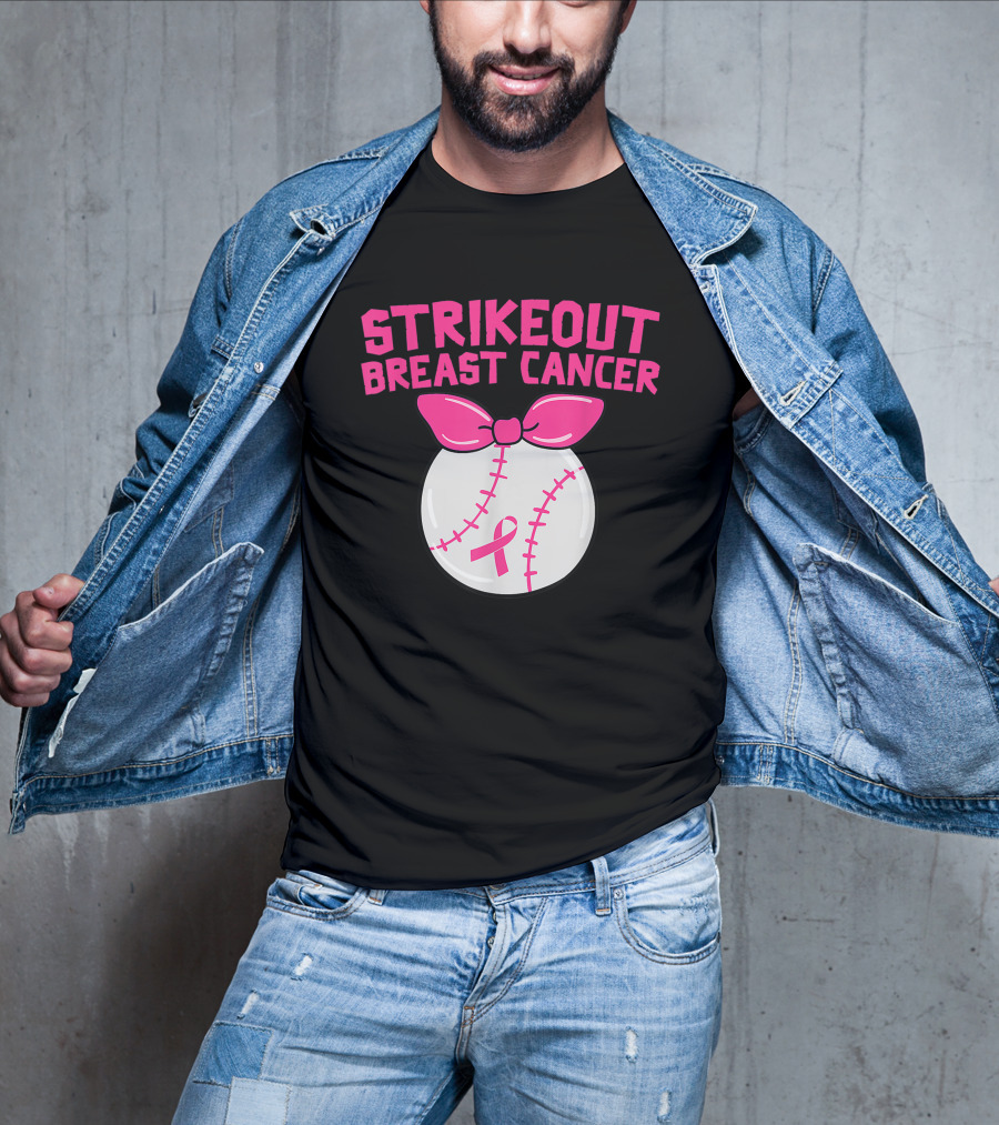 Strikeout Breast Cancer Awareness Baseball Pink T-Shirt