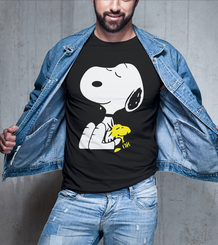 Snoopy Sleep In Peace With Woodstock Sleeping In Black And White Peanuts Comic T-Shirt