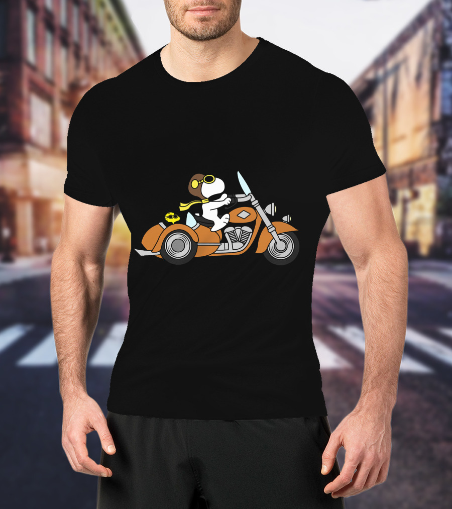Snoopy Biker Woodstock Motorcycle Adventure T-Shirt