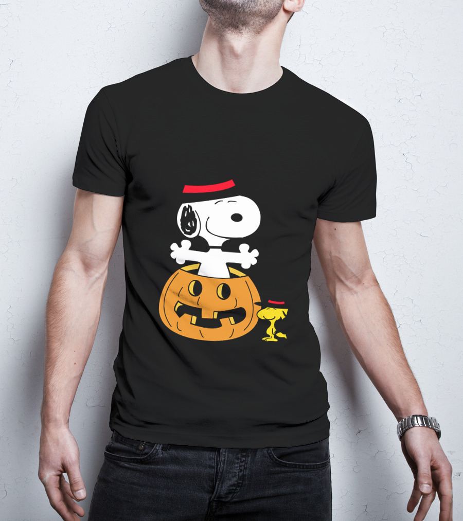 Snoopy Woodstock Halloween Pumpkin Witch Hat T-Shirt
