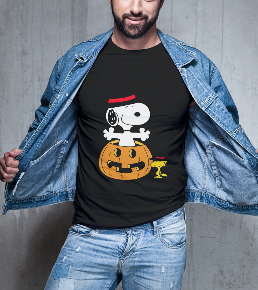 Snoopy Woodstock Halloween Pumpkin Witch Hat T-Shirt