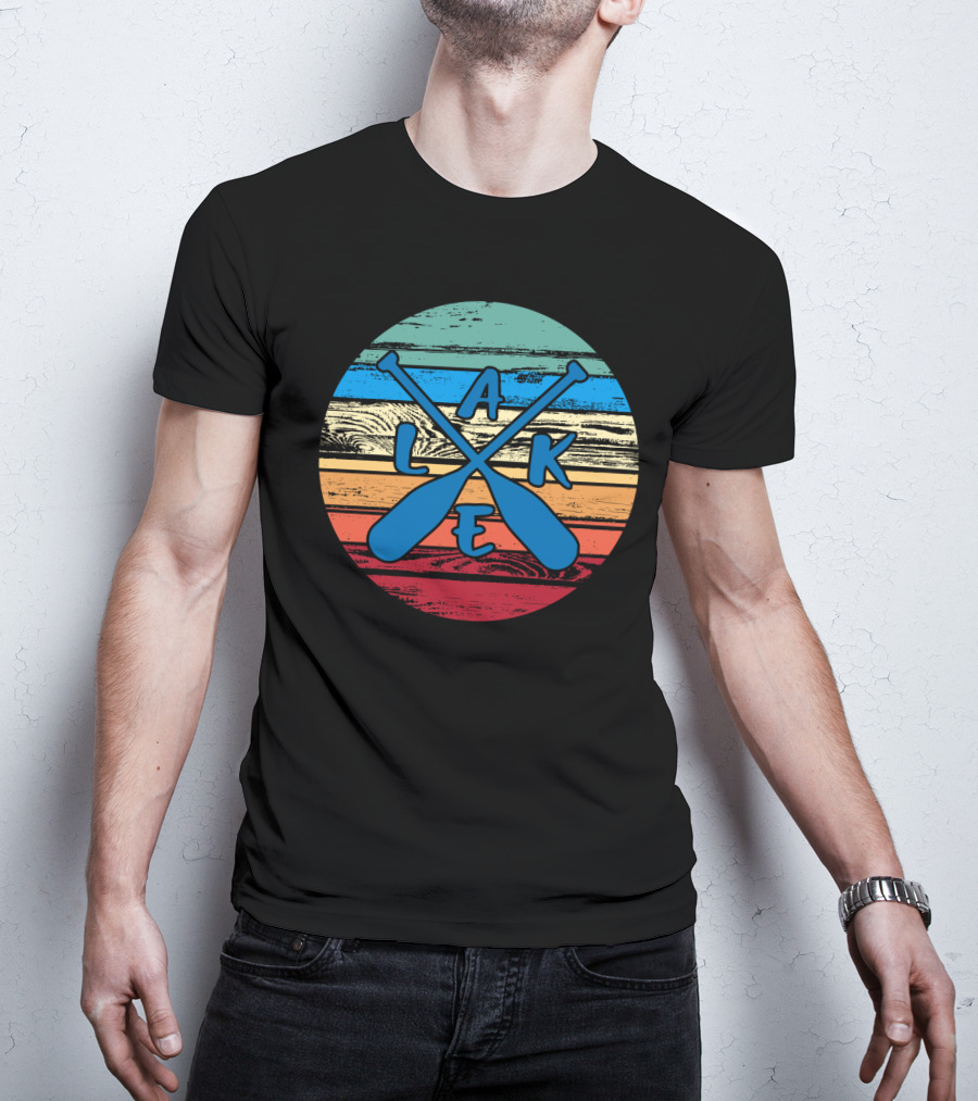 Lake Paddle Cross Rustic Vintage Summer Vacation T-Shirt