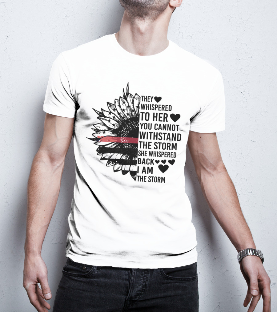 I Am The Storm Sunflower American Flag Veteran T-Shirt