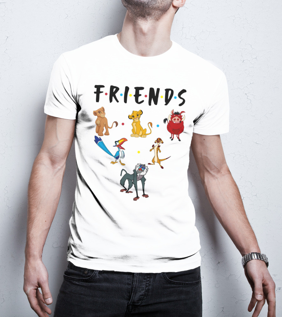 Friends The Lion King Simba Pumbaa Timon Rafiki Zazu Cartoon Characters T-Shirt