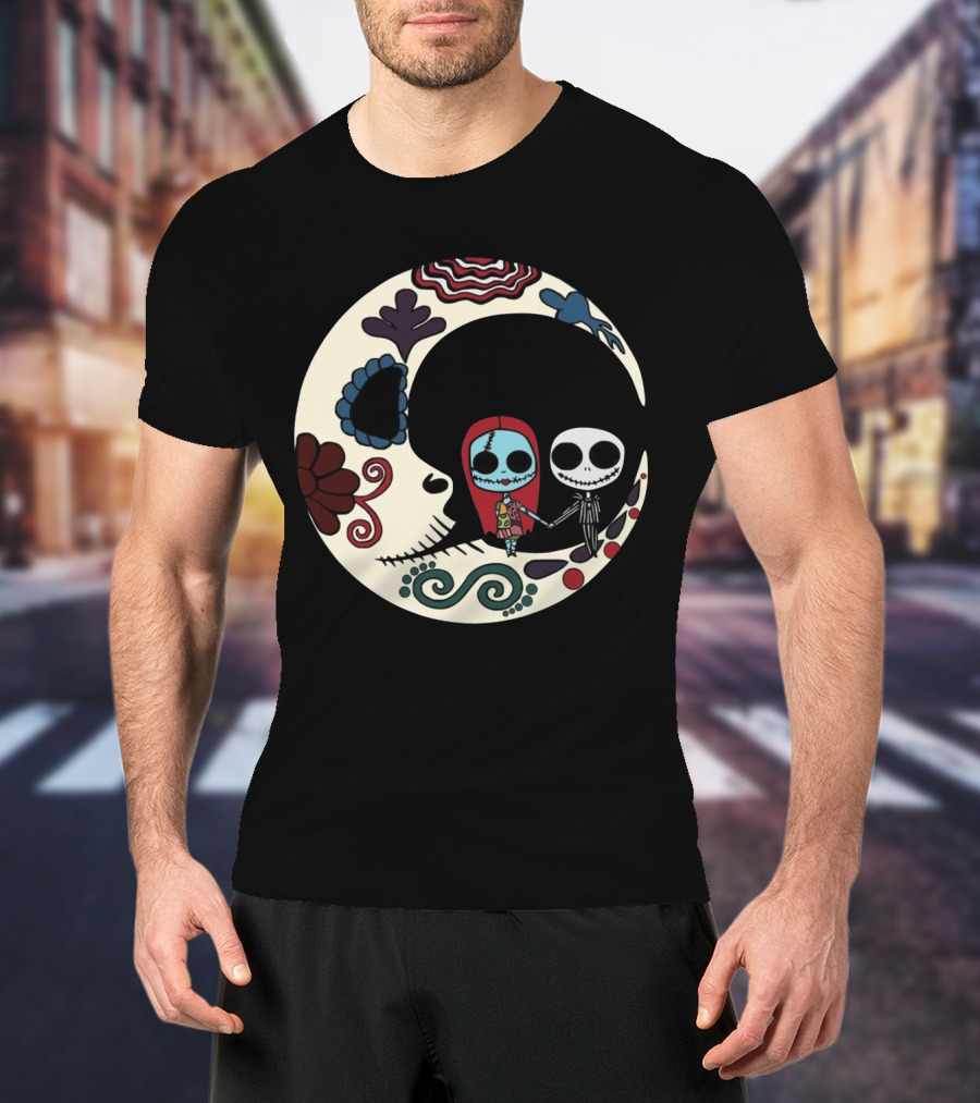 Calavera Moon Jack Skellington Sally Día De Los Muertos T-Shirt