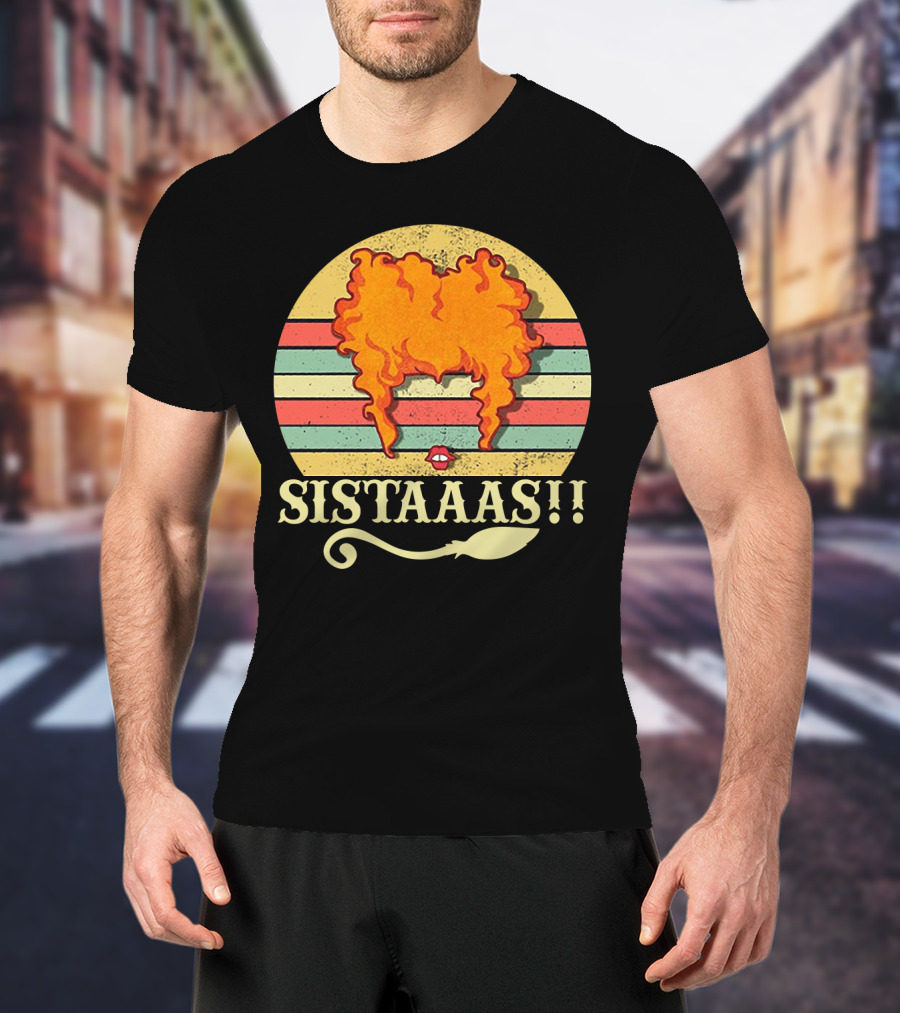 Sistaaaas Winifred Sanderson Sunset Hair Hocus Pocus Vintage Stripes T-Shirt