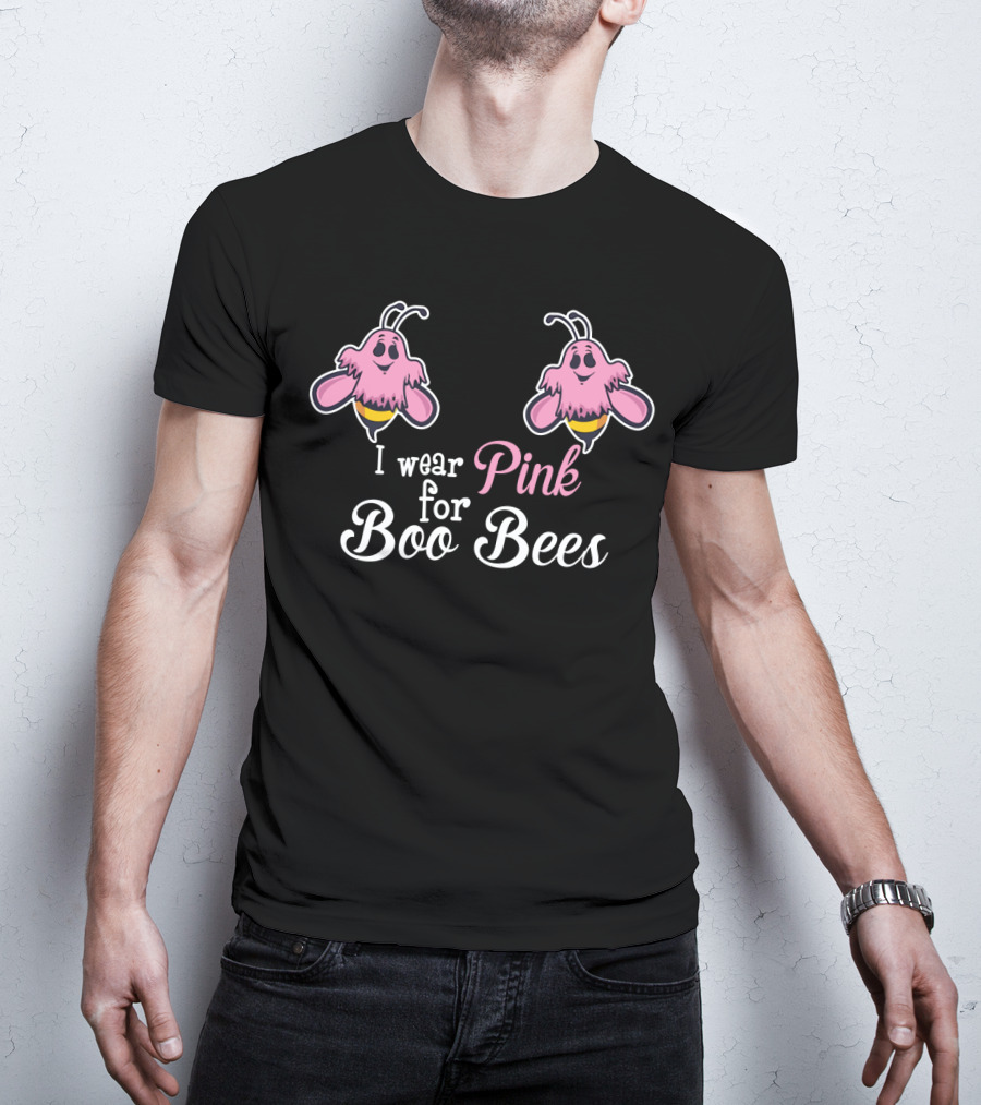 I Wear Pink For Boo Bees Funny Halloween Breast Cancer Awareness T-Shirt