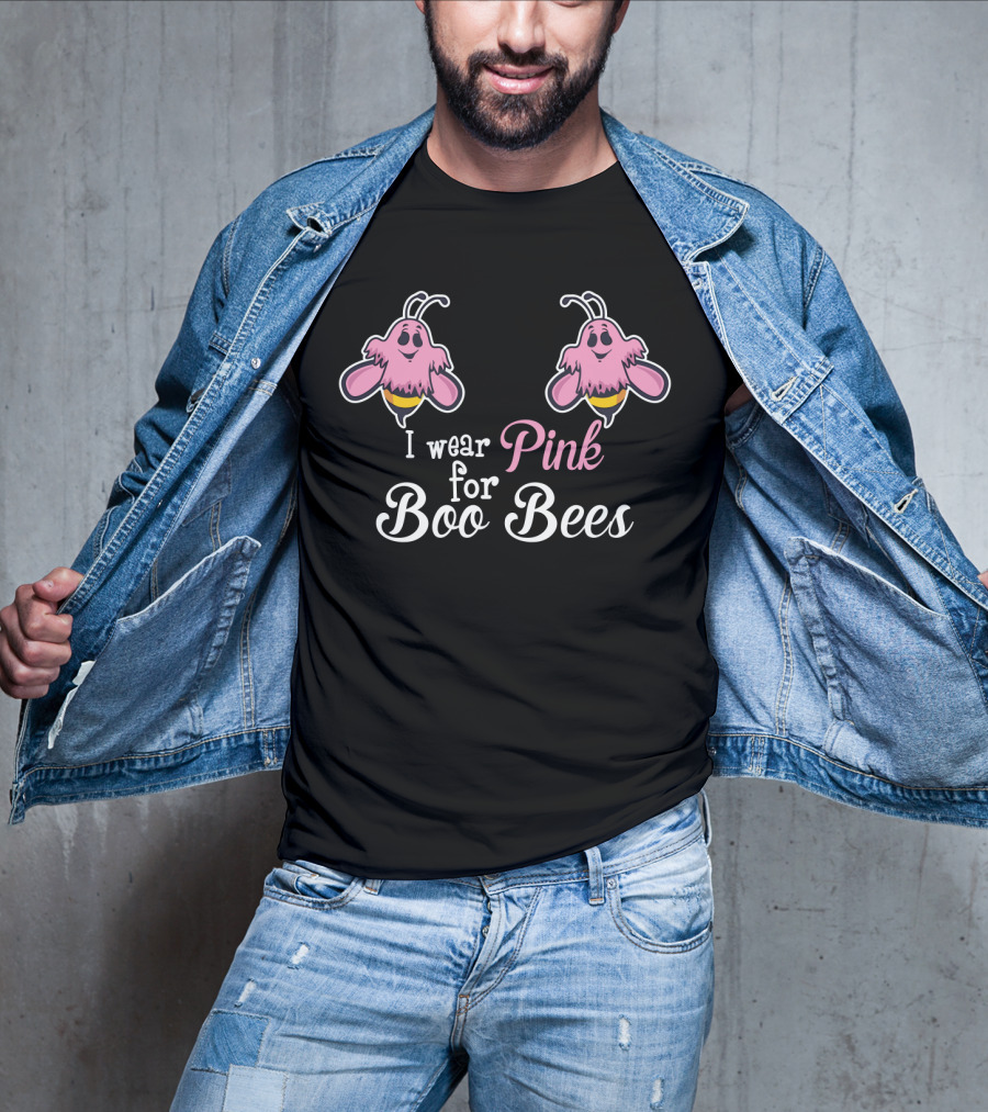 I Wear Pink For Boo Bees Funny Halloween Breast Cancer Awareness T-Shirt