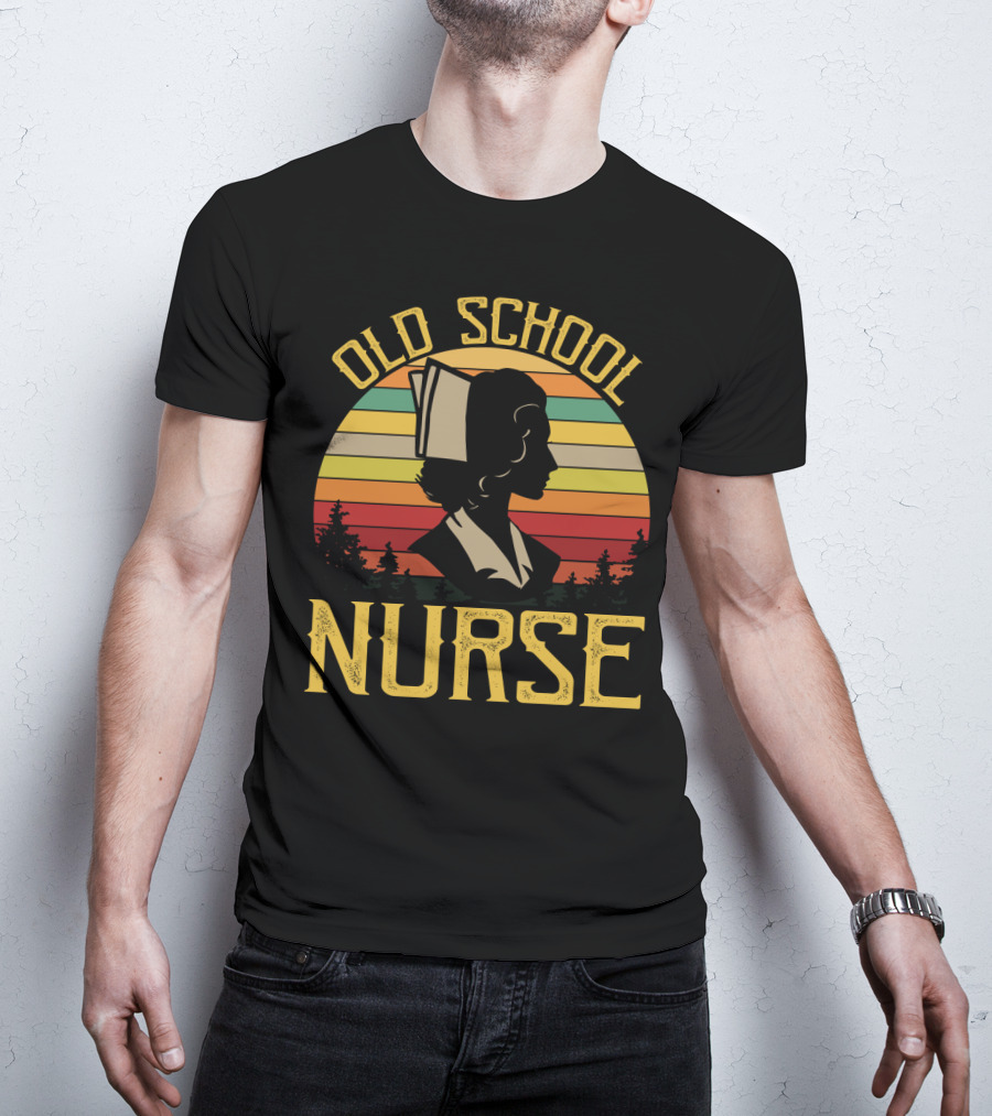 Old School Nurse Vintage Sunset T-Shirt