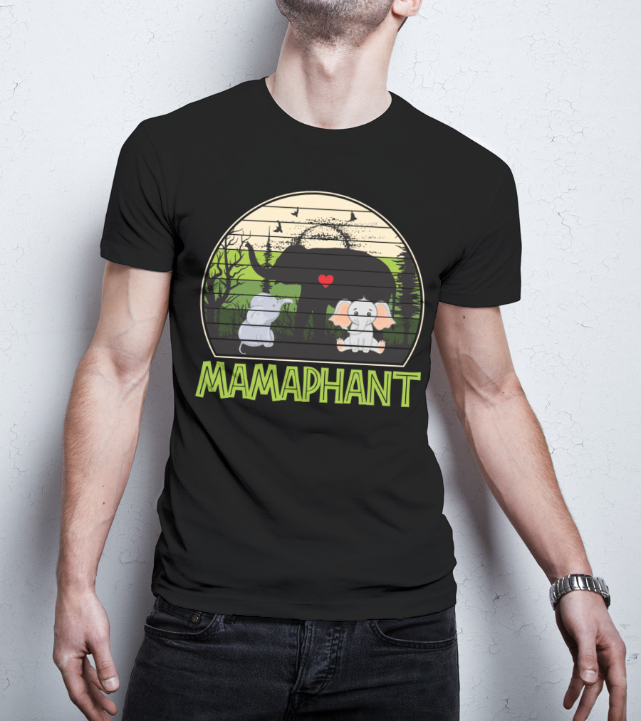 Mamaphant Cute Elephant Mom With Heart And Baby Elephants T-Shirt