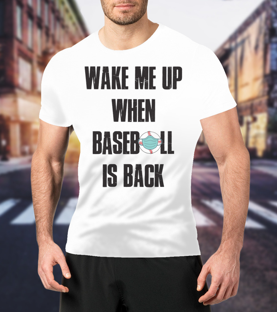 Wake Me Up When Baseball Is Back Funny Baseball Lover Pandemic Themed T-Shirt