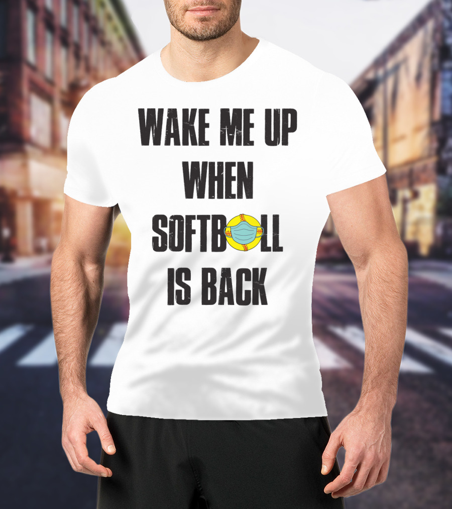 Wake Me Up When Softball Is Back Funny Softball Lover Masked Softball T-Shirt