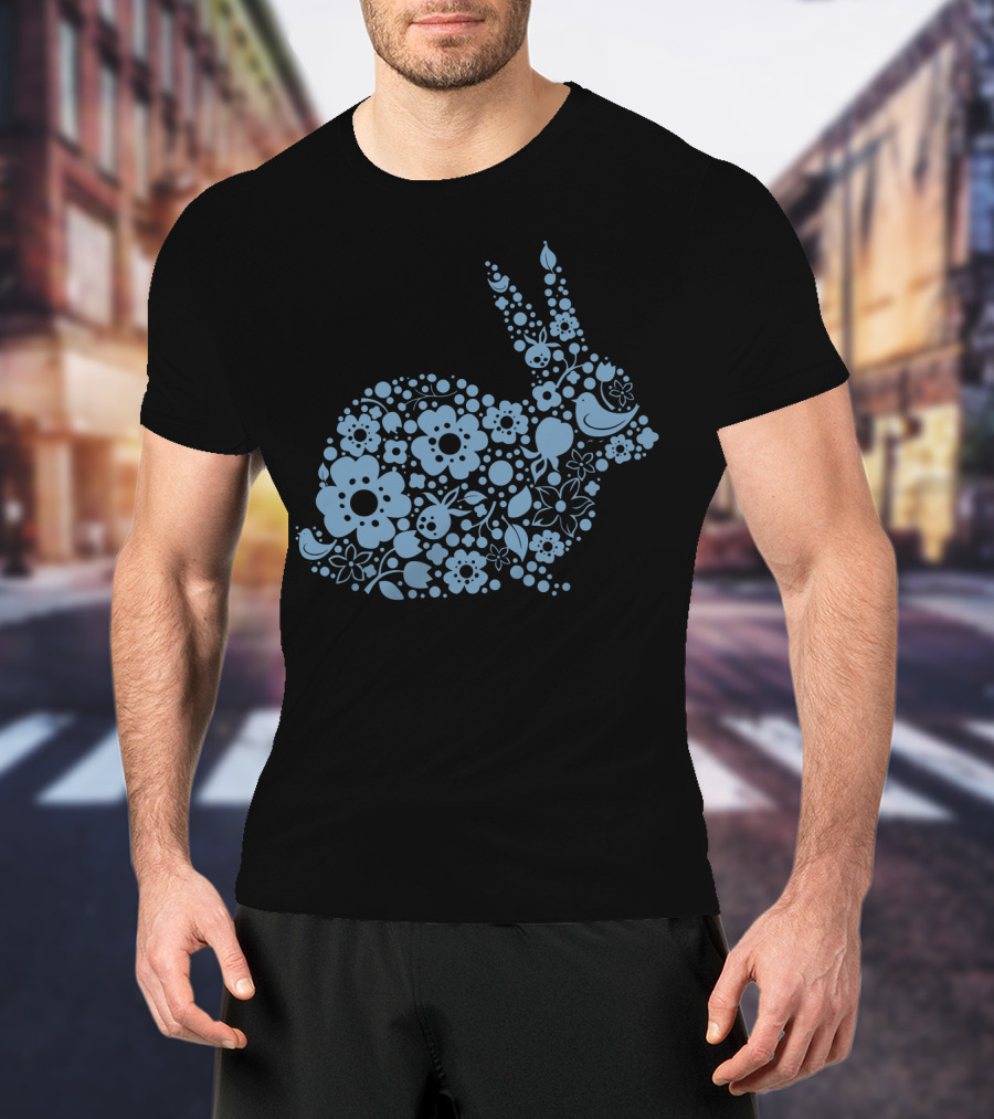 EasterEaster Floral Bunny Filled With Flowers And Bird T-Shirt