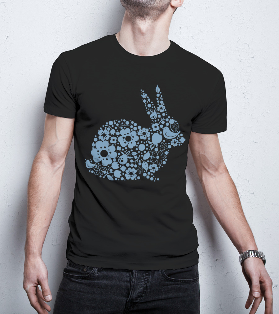 EasterEaster Floral Bunny Filled With Flowers And Bird T-Shirt