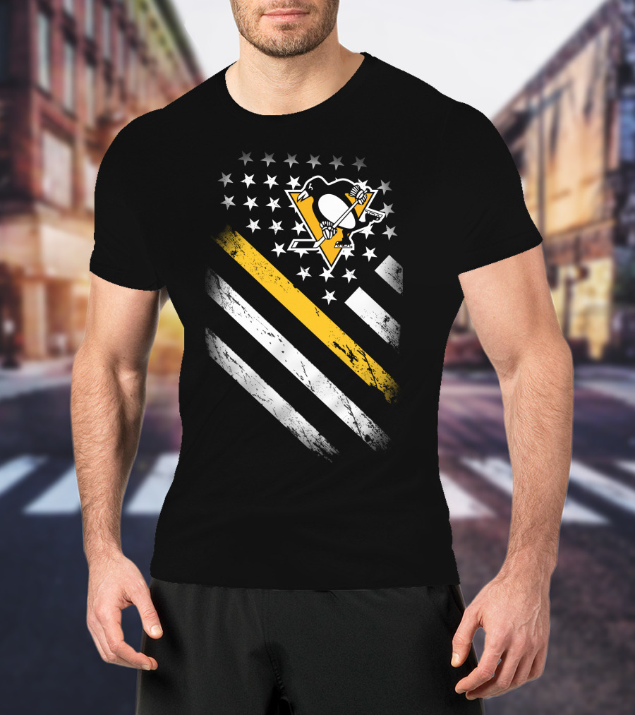 Pittsburgh Penguins American Flag Fan T-Shirt