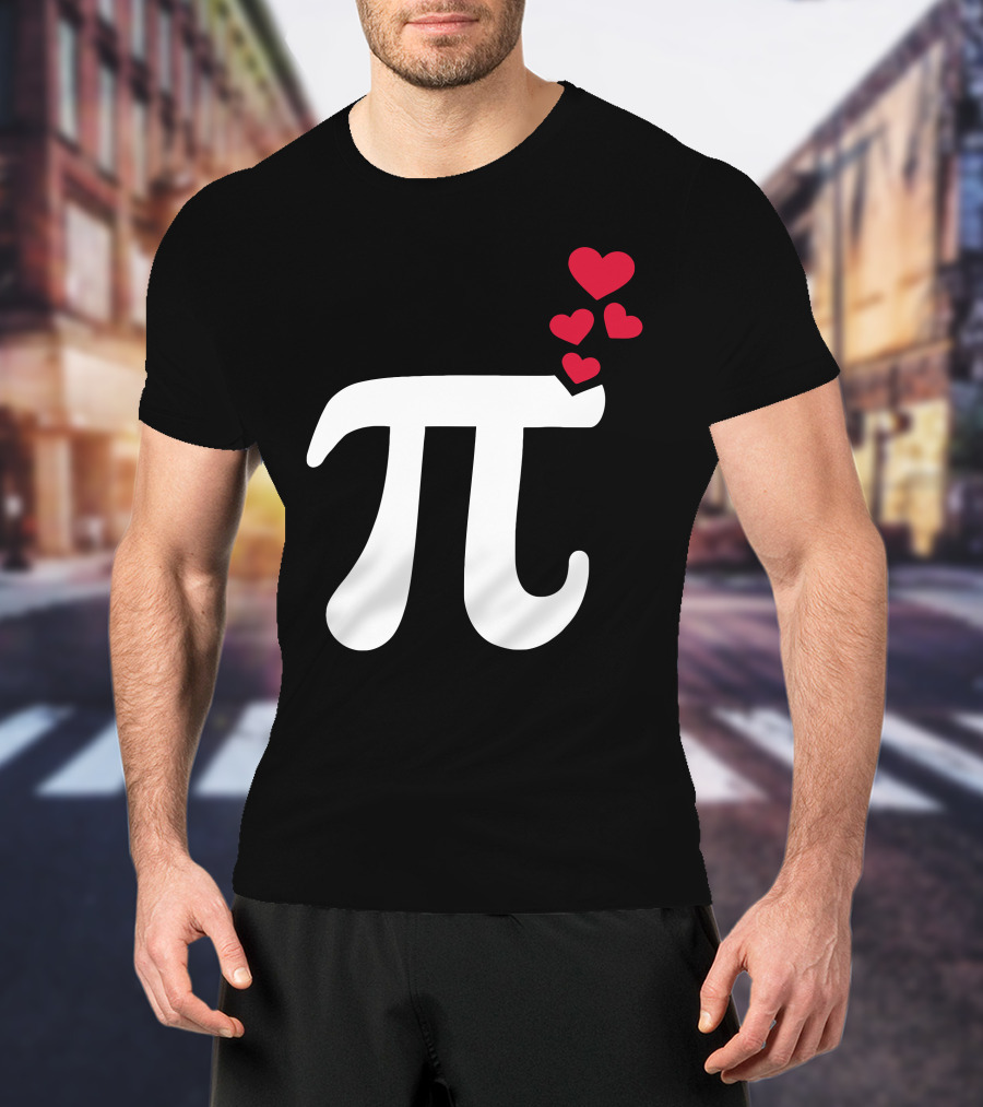 Pi Symbol With Red Hearts T-Shirt