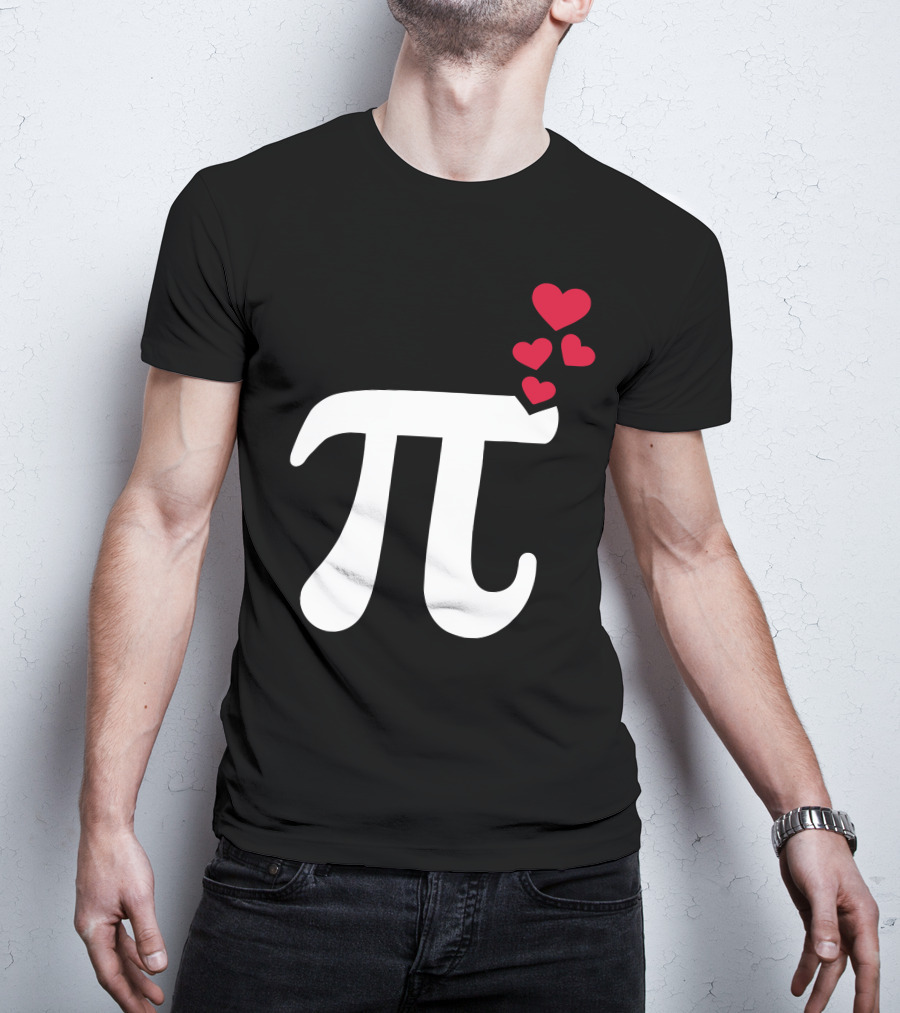 Pi Symbol With Red Hearts T-Shirt