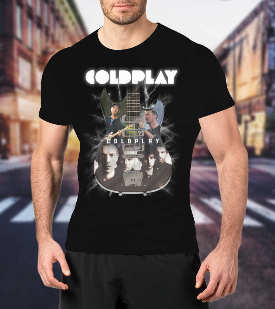 COLDPLAY Electric Guitar Lightning Portraits T-Shirt